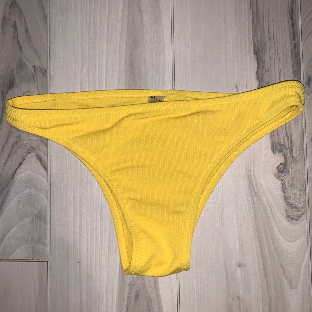 Zaful Yellow Ribbed Bikini Bottoms